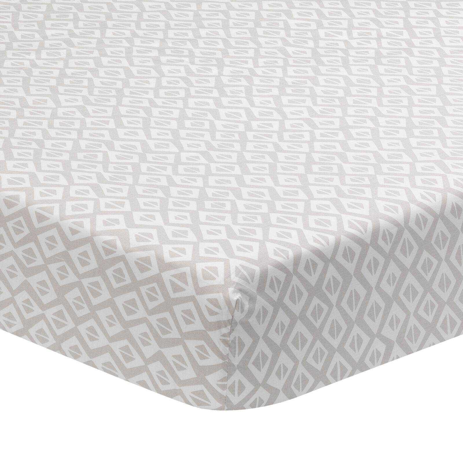 Lambs & Ivy Signature Tribal Geo Taupe/white Organic Cotton Fitted Crib Sheet