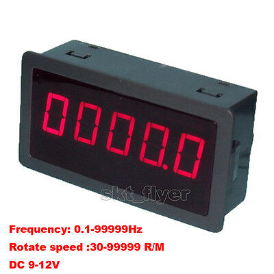 Digital Red 5 Led Frequency Tachometer Speed Converter Motor Car Meter Dc 7-12v