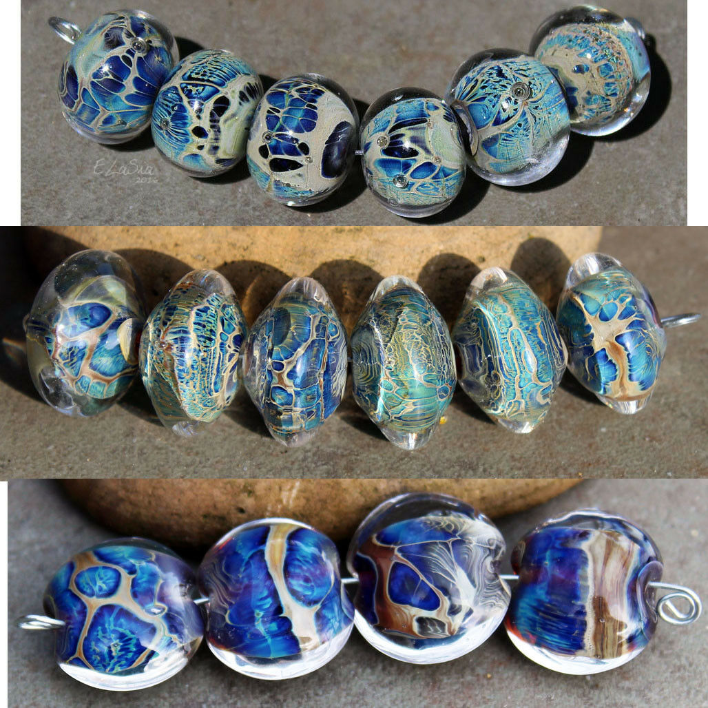 Azores - Blue And Ivory Handmade Glass Lampwork Beads Mto - New Shapes!