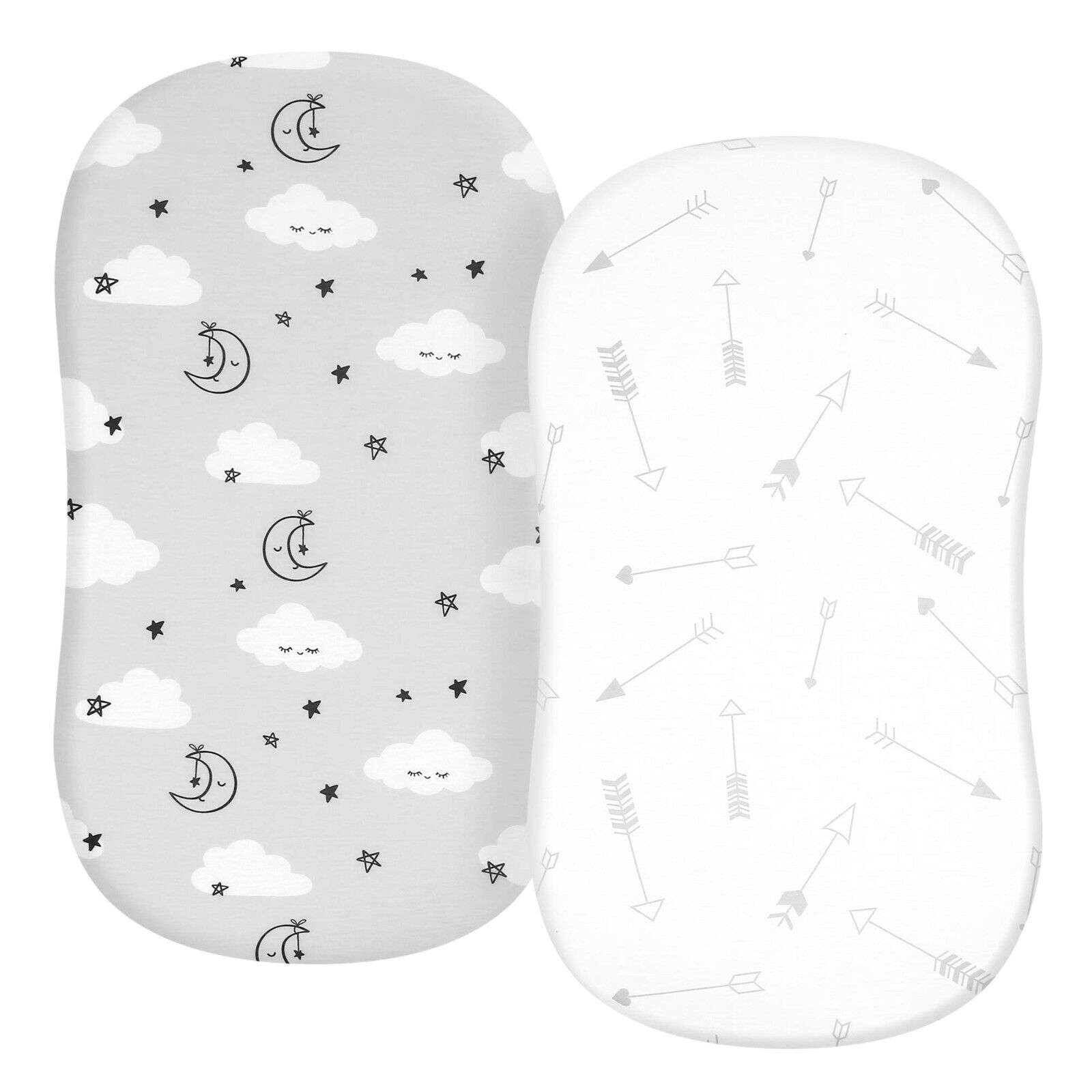 Tillyou 2pack Jersey Knit Soft Bassinet Sheets Fitted For Baby Boy Girl Gray